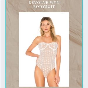 White Wyn Majorelle/Revolve Polka Dot Bodysuit NWT